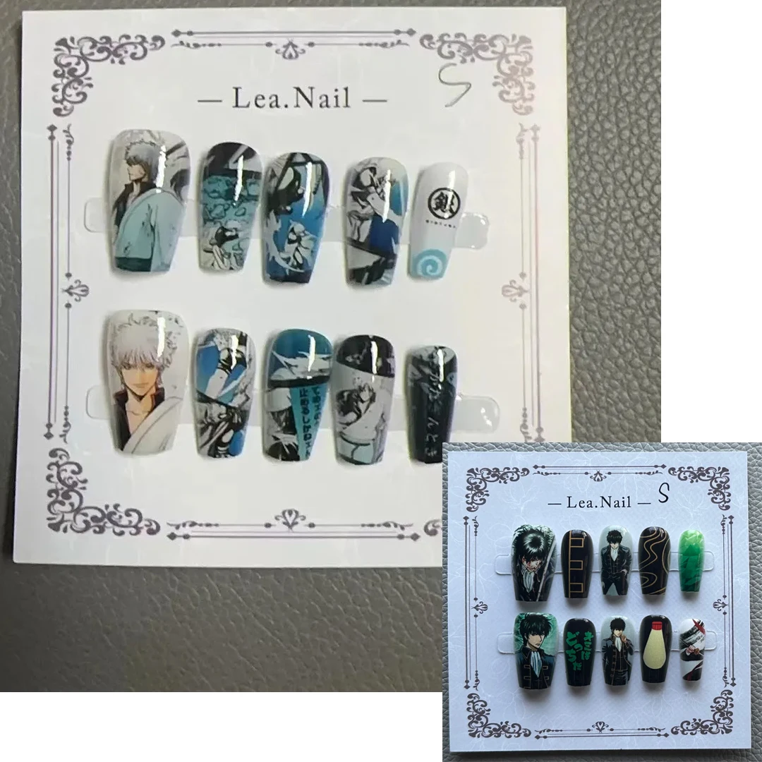 

GINTAMA Nail Art Anime Cartoon Sakata Gintoki Delicate Student Cosplay Prop Decor Hand Jewelry Kagura Birthday Gift