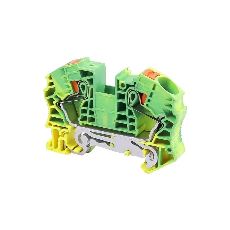 5Pcs PT16-PE DIN Rail Earth Terminal Block, 16mm² Tool-Free Push-In Spring Clamp For Grounding