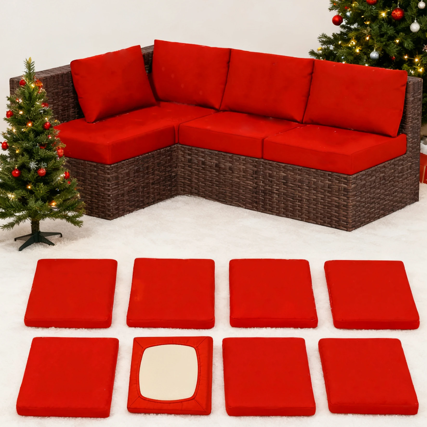 

1pc simple solid color milk silk elastic all-season universal detachable shower cap sofa cushion cover, Christmas sofa cap