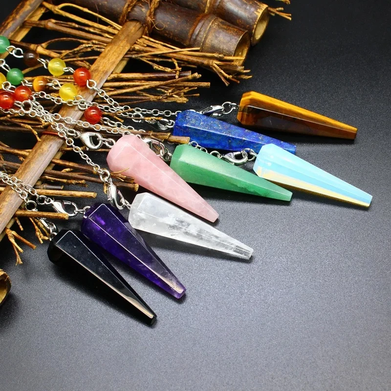 Healing Crystal Pendulum Spiritural Witch Pendulums Natural Stone Kyanite Pink Quartz Biolocation Divination Amulet Pendulo T103