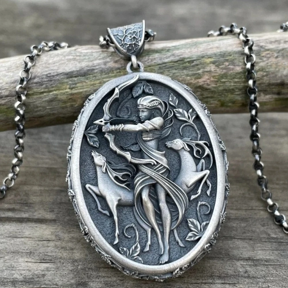 Greek Mythological Goddess Pendants Hip Hop Men's and Women's Fashionable Pure Tin Shepherd Portrait Personalized Necklace