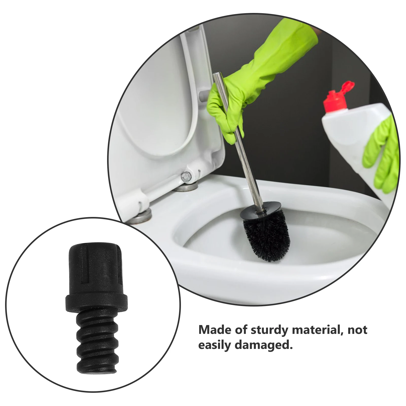 

6pcs Toilet Brush Accessories Black Screw Connector for Brush Handle Replacement Parts Pole Adapter Threaded Tip