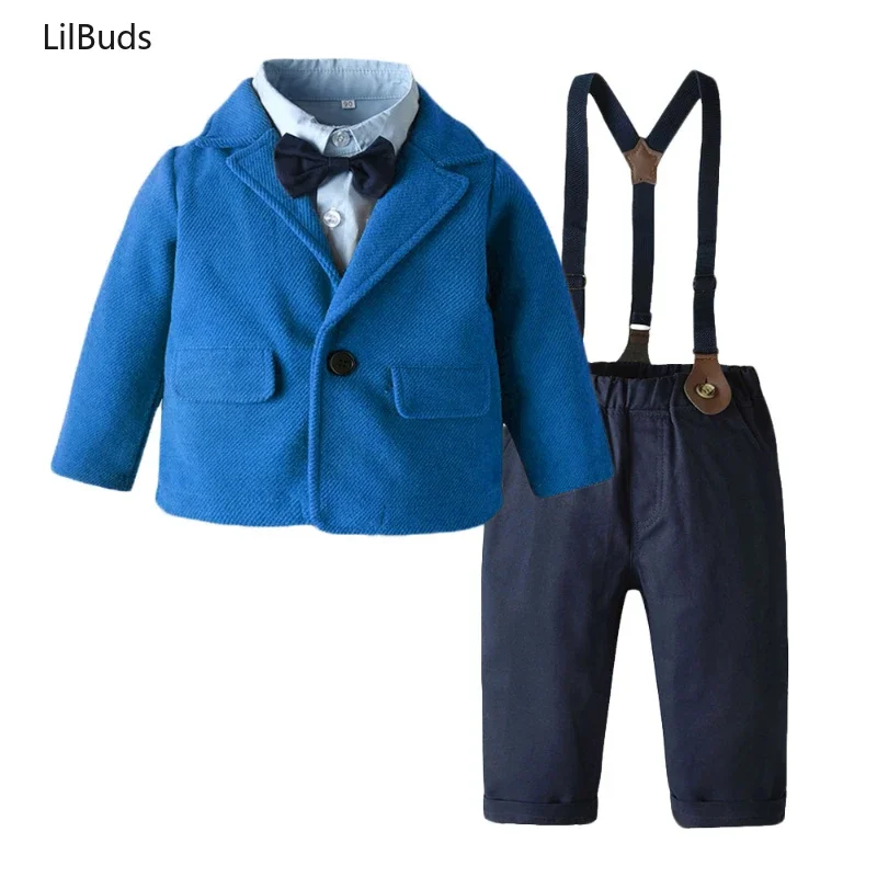 

2024 New Boy Kids Suit Jacket Children Three-Piece Set Shirt Pant Jacket Suit Wedding Birthday Clothing Autumn Winter Clothes