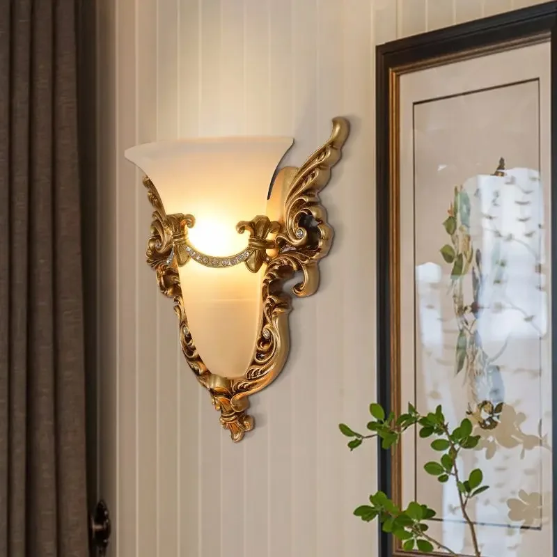 SANDYHA European Style Creative Angel Wing Wall Lamp Led Warm Retro Bracket Light for Bedroom Living Dining Room Corridor Decor