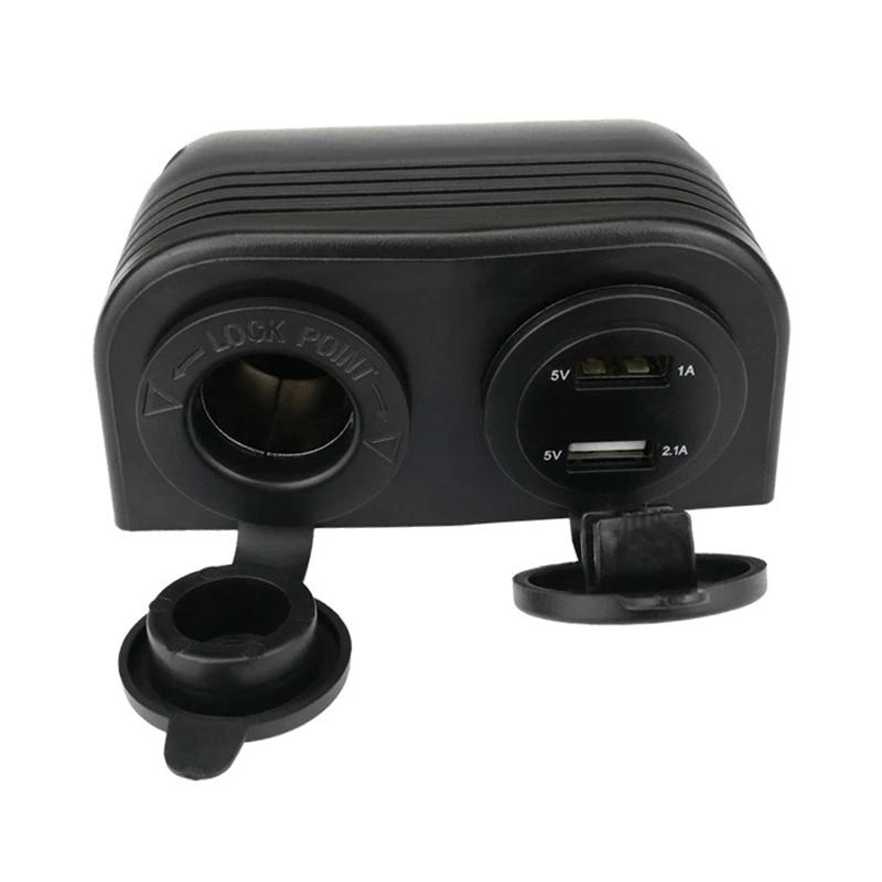 12-24V Dual USB Outlet Volt Power Outlet With Voltage Display Lighter Socket Switch Panel Adapter Tent Type