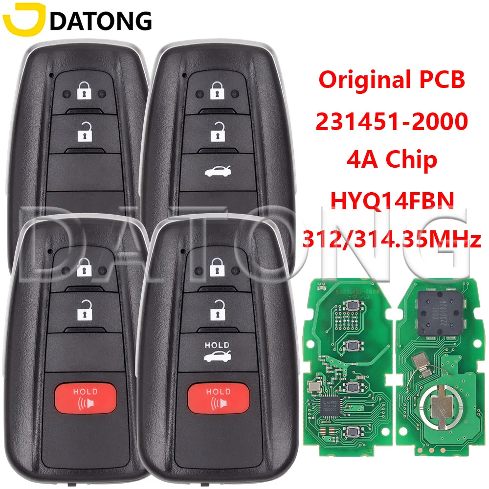 

Datong Original PCB HYQ14FBN 4A Chip 312/314MHz 231451-2000 Proximity Car Remote Key For Toyota Corolla Cross Brazil 2019-2022