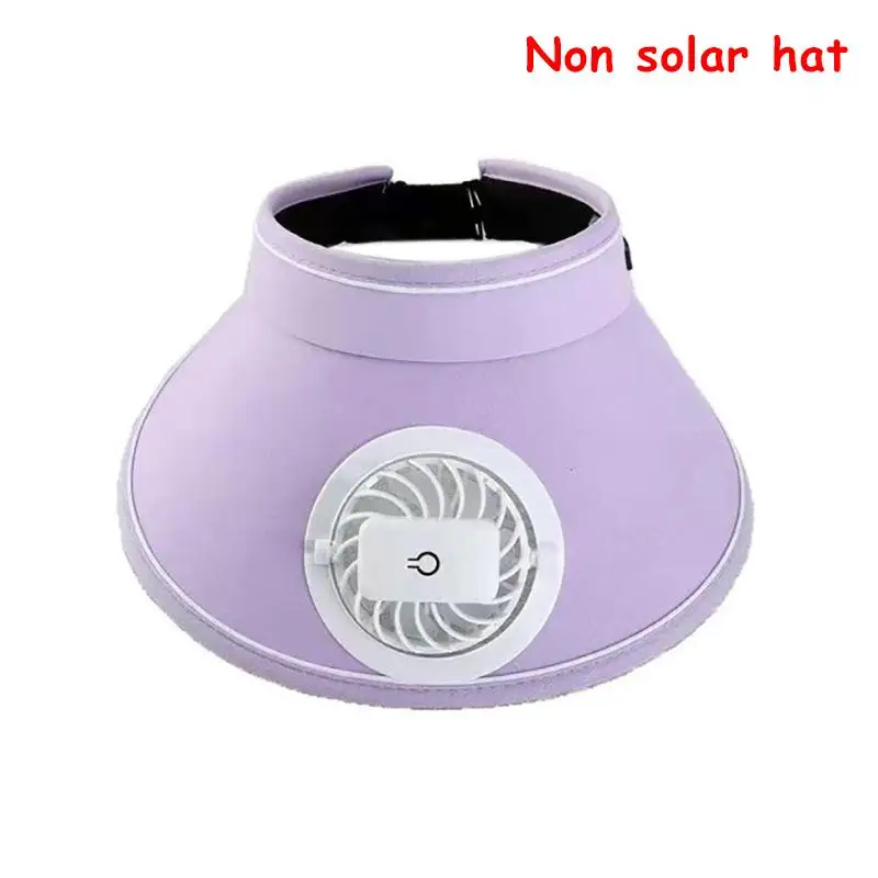 Outdoor Visor Hat Empty Top Sunshade Beach Sunshade Hat Women Wide Brim Sun Hat With Fan Breathable Solar Powered Fan