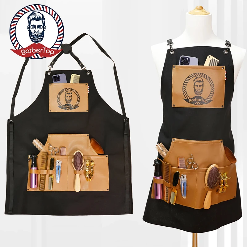 

Barber Aprons Hairdresser Waterproof Kitchen Uniform Salon Barbershop Cloth Multifunctional Storage Pocket Apron