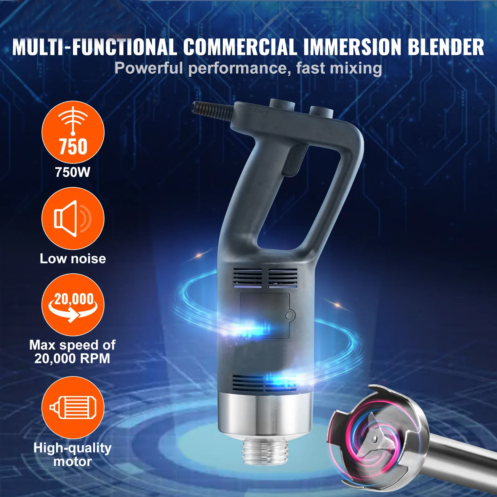 SucceBuy 16 "Commercial Immersion Blender Heavy Duty Hand Mixer อเนกประสงค์แบบพกพาผสมสําหรับซุปสมูทตี้ Puree อาหารเด็ก
