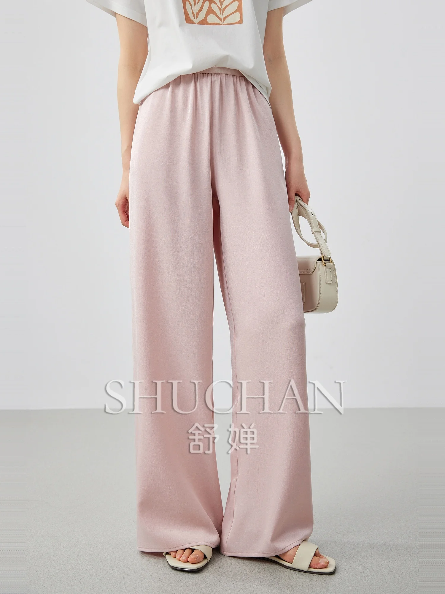 좋은 품질 25 여름 미니멀리스트 테일러링 UPF50 + 쿨 선 스크린 빠른 건조 소프트 펜던트 캐주얼 스트레이트 레그 바지 여성