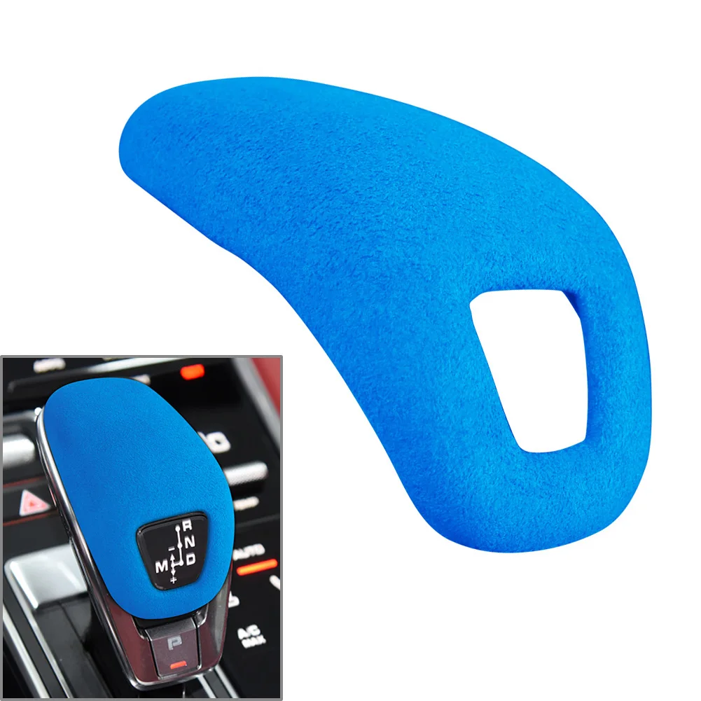 Car Knob Cap Gear Shift Head Trim Cover For Porsche Panamera Cayenne 2018-2020 2021 2022 2023 Suede Blue