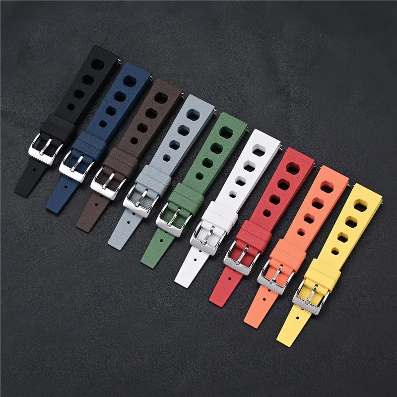 Bracelet de montre en caoutchouc fluoré 20mm 22mm, bande tropicale FKM à dégagement rapide pour hommes, remplacement du Bracelet de montre pour Seiko pour citoyen pour Rolex