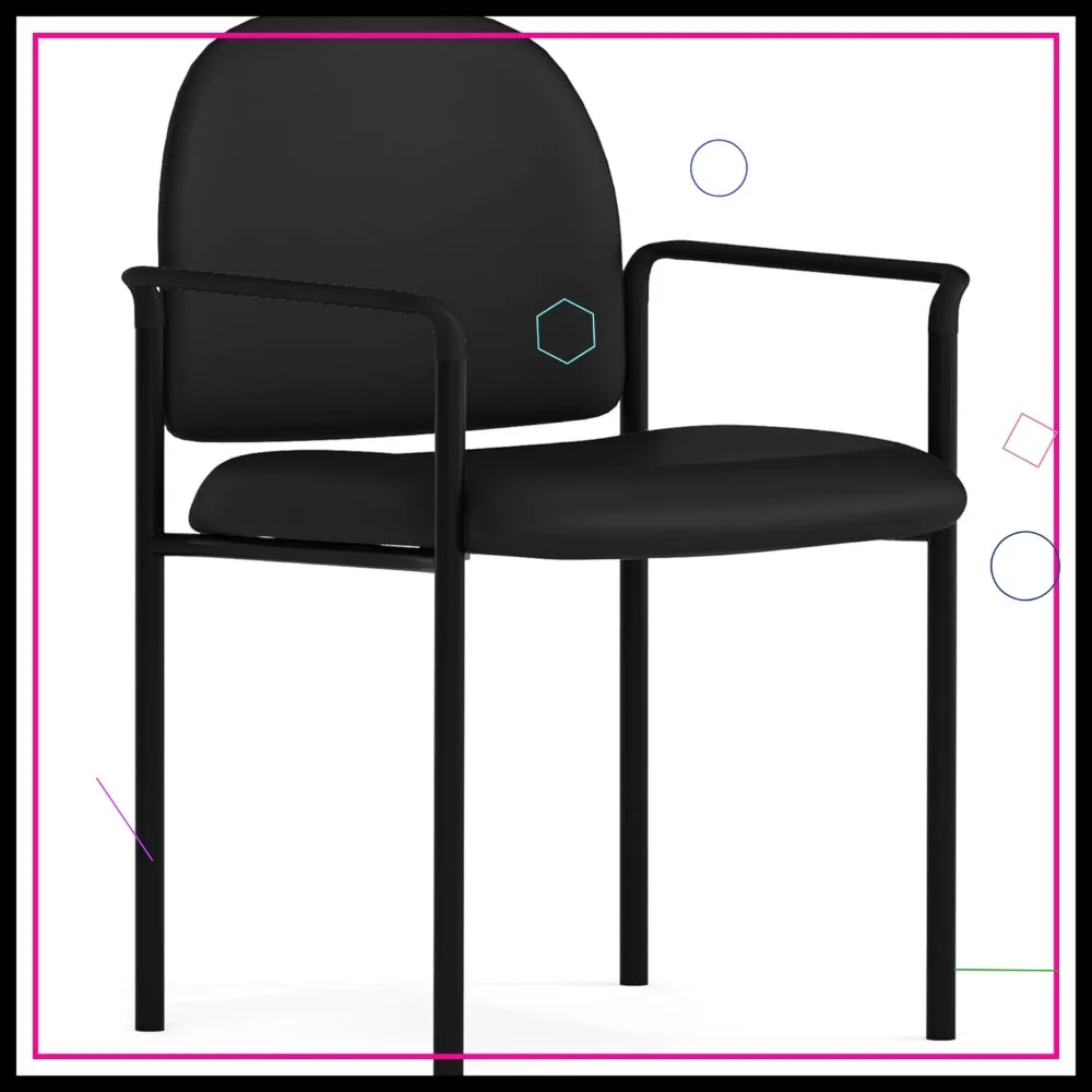 

Stackable Vinyl Waiting Room Chair with Padded Armrests, Comfortable for Commercial or Home Use, Black