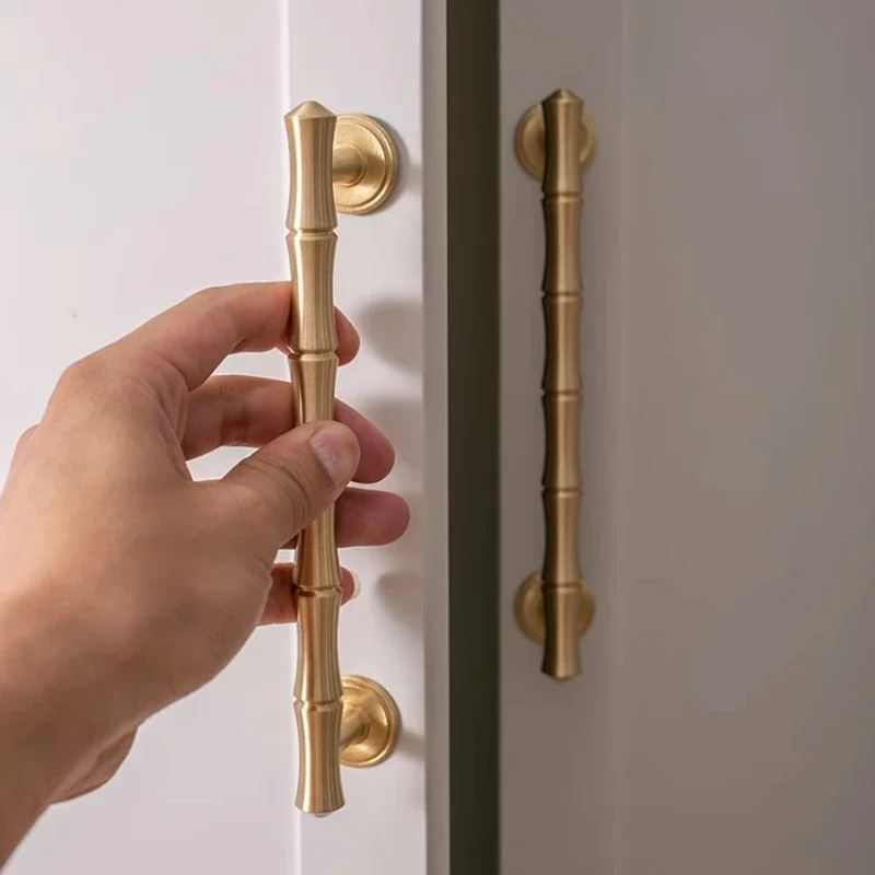 French Gold Cabinet Handles Solid Brass Light Luxury Wardrobe Door Handle T Bar Knobs Kitchen Cabinet Drawer Furniture Handles