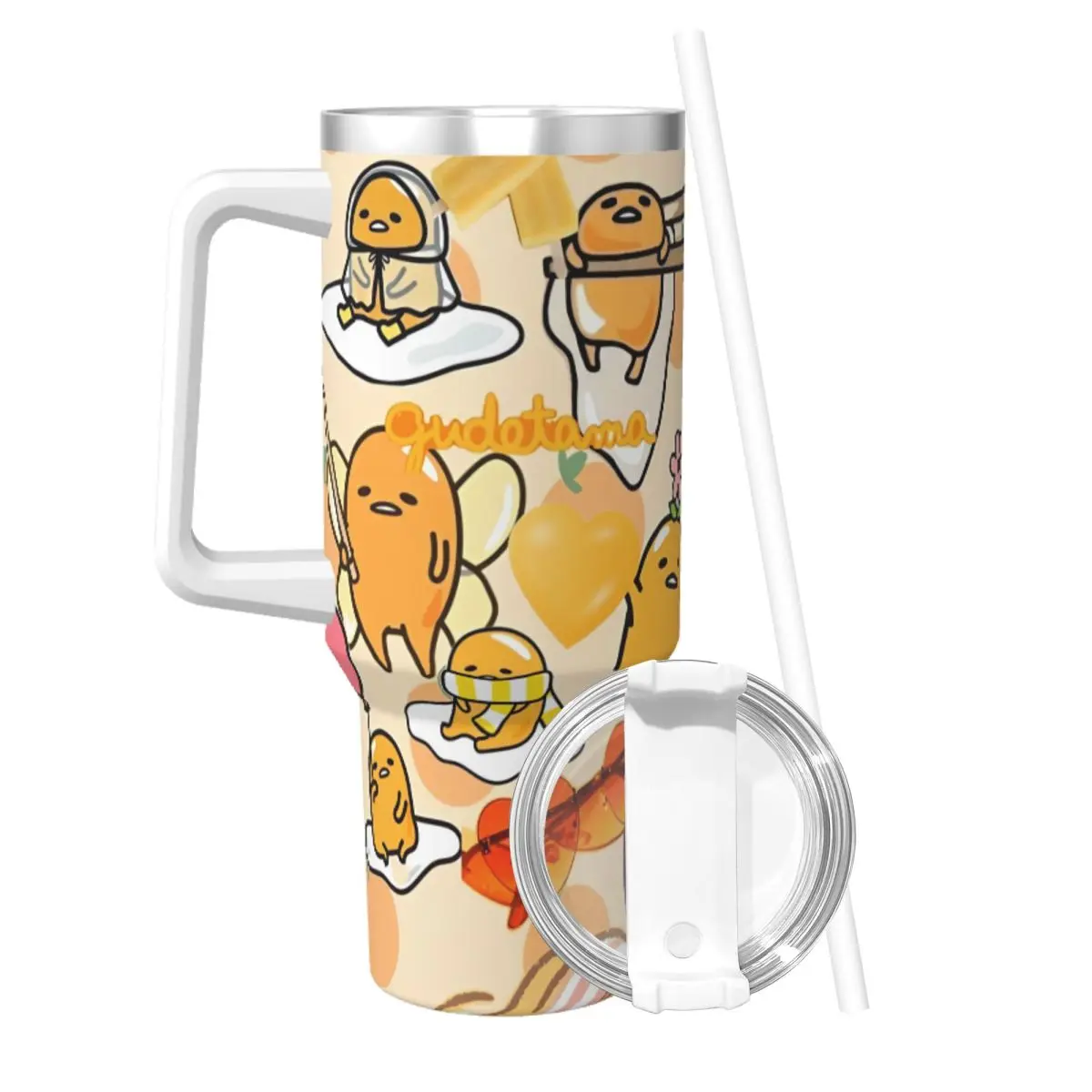 Sanrio Gudetama Egg Printed Tumbler Cold and Hot Water Bottle Heat Preservation Stainless Steel Coffee Mug DIY Travel Mugs Cup