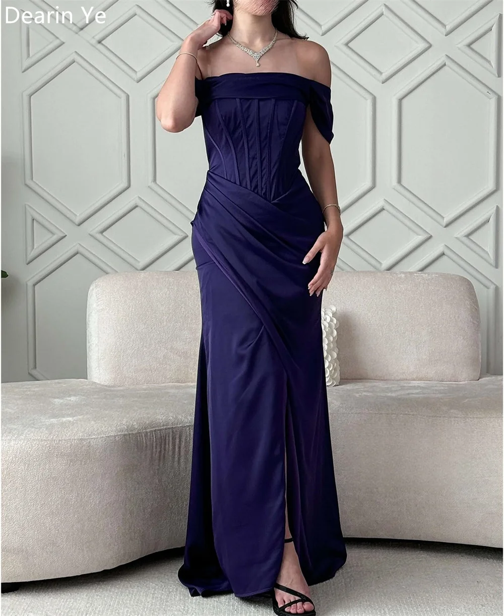 Saudi Arabia Formal Dress Dearin Off-the-shoulder Column Floor Length Skirts Ruffle Layered Bespoke Occasion Dresses Prom Evenin