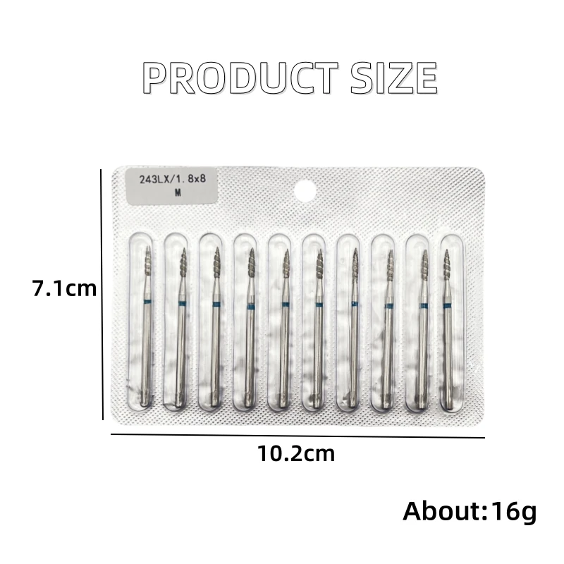 10Pcs Tornado Flame Diamond Nail Drill Bit Fine&Medium Grit Size Manicure Cutters Rotary Burr Drill Accessories Spiral Nail Tool