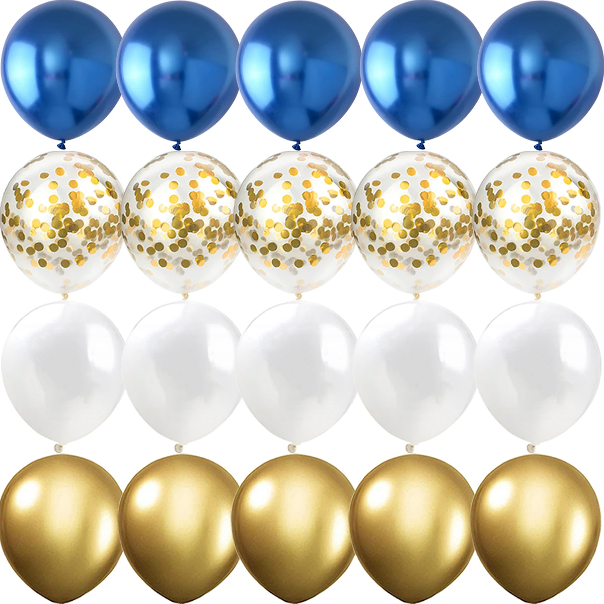20PCS 나이트 블루 생일 파티 황금 풍선 베이비 샤워 금속 색종이 결혼 기념일 Mariage Globos 장식