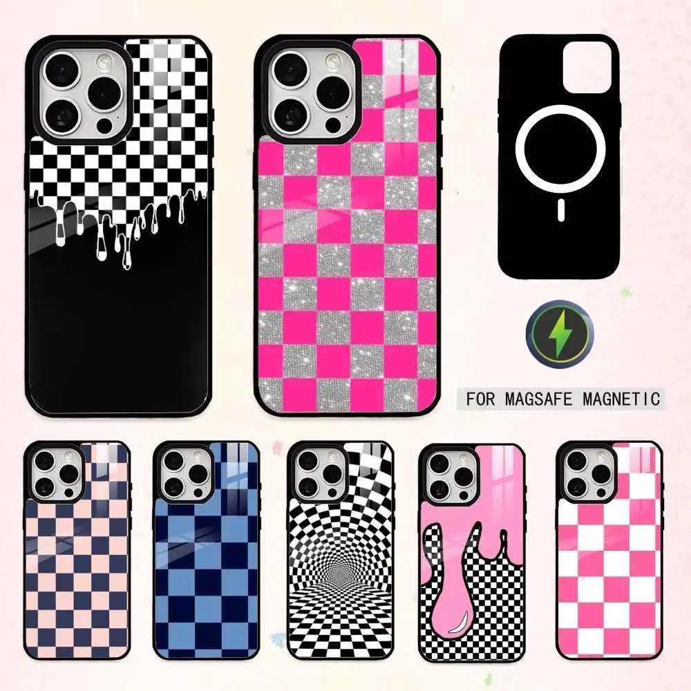 

checkerboard checked chess board Phone Case For iPhone17,16,15,14,13,12,11 Plus,Pro Max Magnetic For Magsafe Wireless Charging