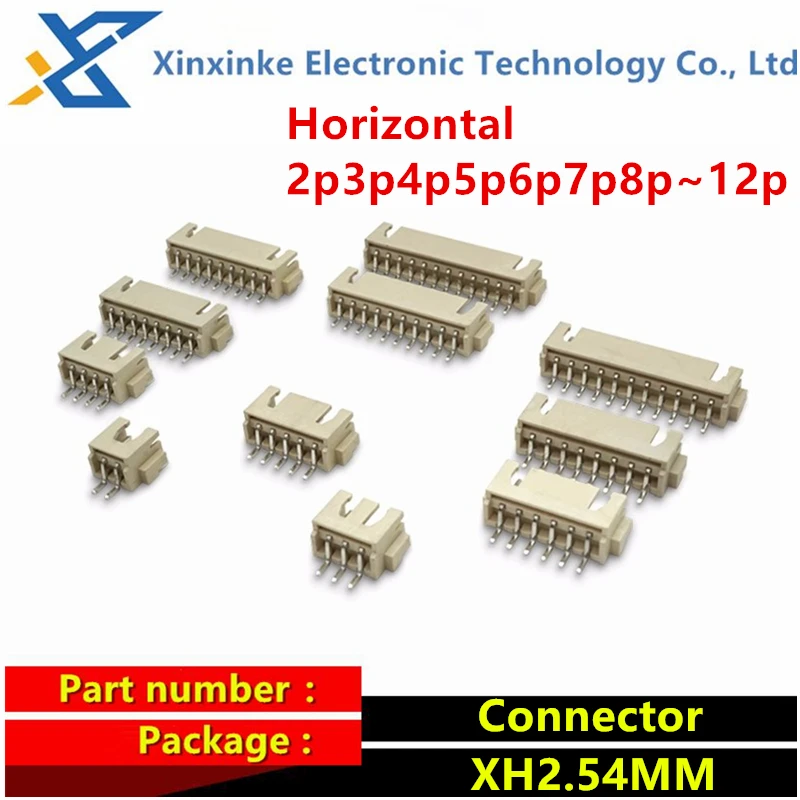 10PCS XH2.54 2p3p4p5p6p7p8p~12PIN 2.54mm Connector Socket Pin Header Straight Right Angle Horizontal Housing terminal