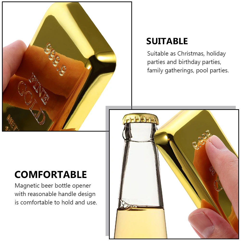 

2PCS Gold Bottle Opener Magnetic Refrigerator Magnets Metal ABS Bottle Opener Hand Tool Strong Kitchen Bar Tool