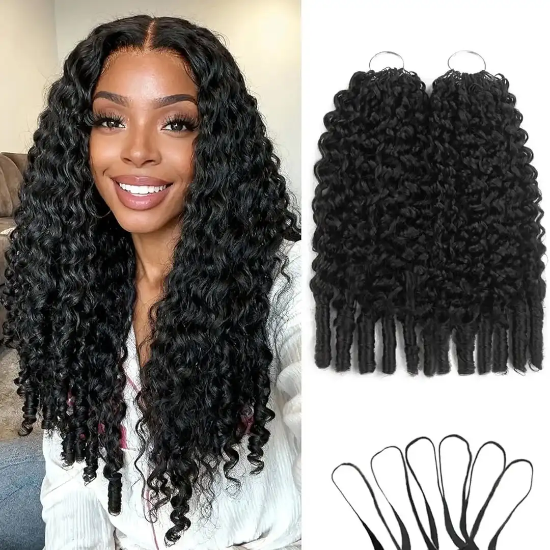 

Spiral Burmese Curly Knotless Pre-Separated Crochet Feather Hair Extensions Curly Braiding Hair Extension 100g