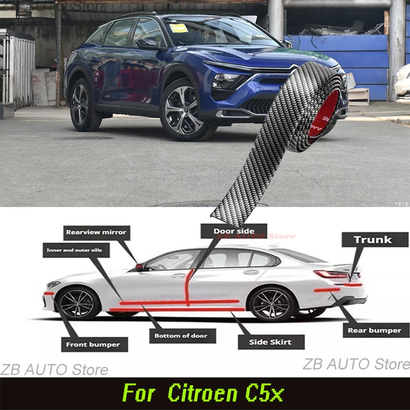 

For Citroen C5x Strong adhesive bumper strip, front and rear lip side skirts, collision and scratch resistant, suitable