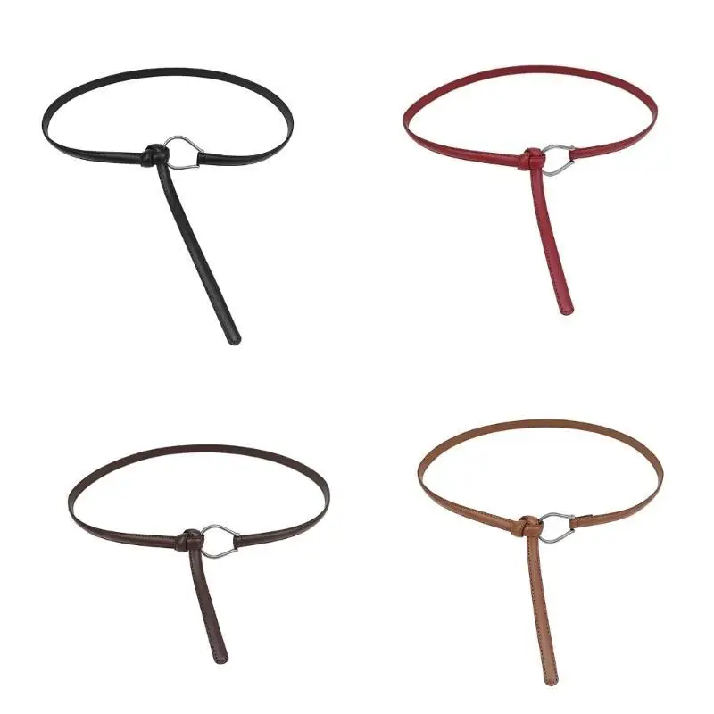 

39BB Fashion Knotted Belt Skinny Waist Belt for Dress Coat Elegant Offices Thin Belt Simple Waist Decors All Matching