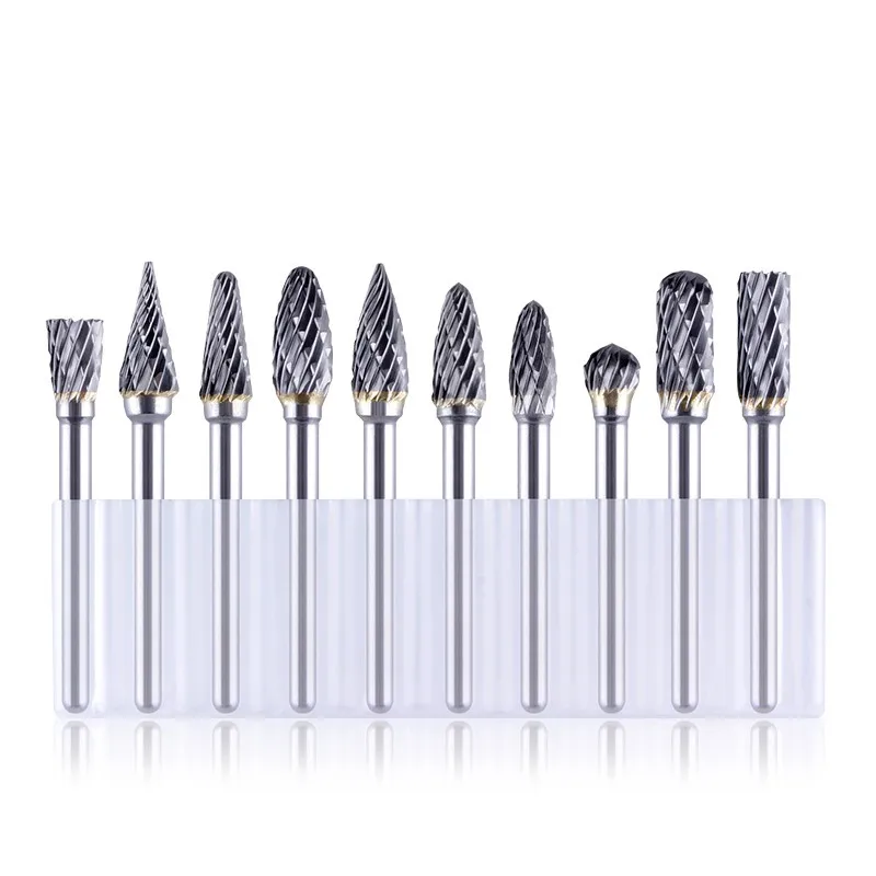 ROMTIC Carbide Electric Grinder Polishing Tools Single/2-Flute File Grinding Head Reaming Electric Rotary Drill Bits