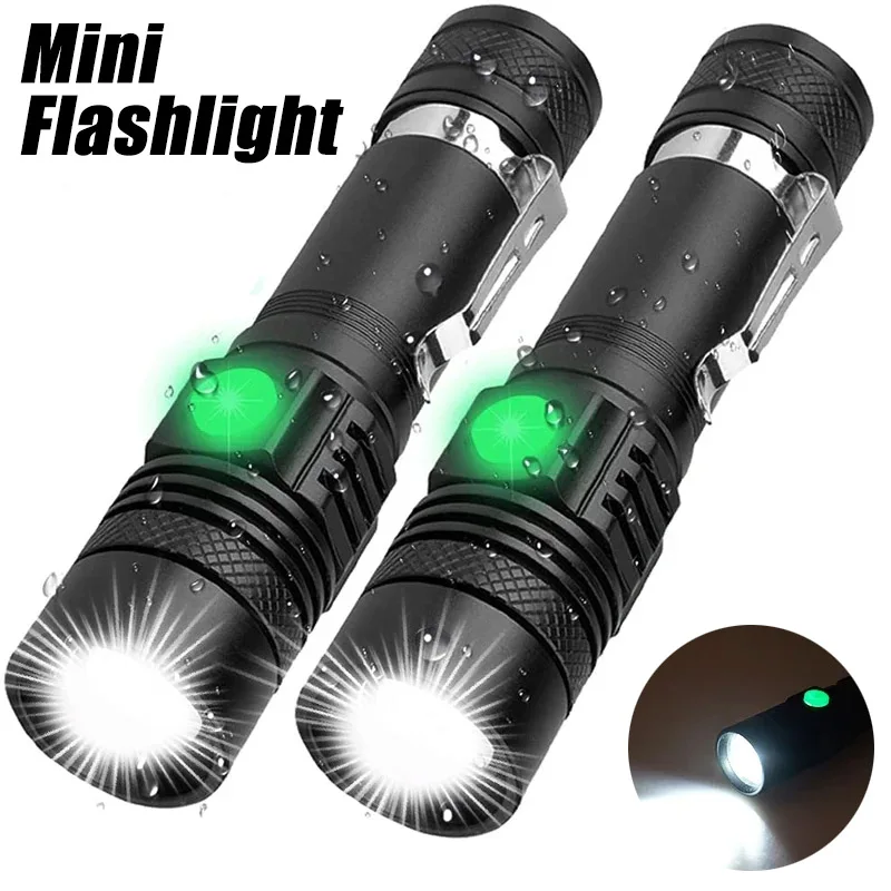

High Power Led Flashlights Zoomable Camping Torch with T6 LED Lamp Beads Waterproof 4 Lighting Modes MultiFunction USB Charger