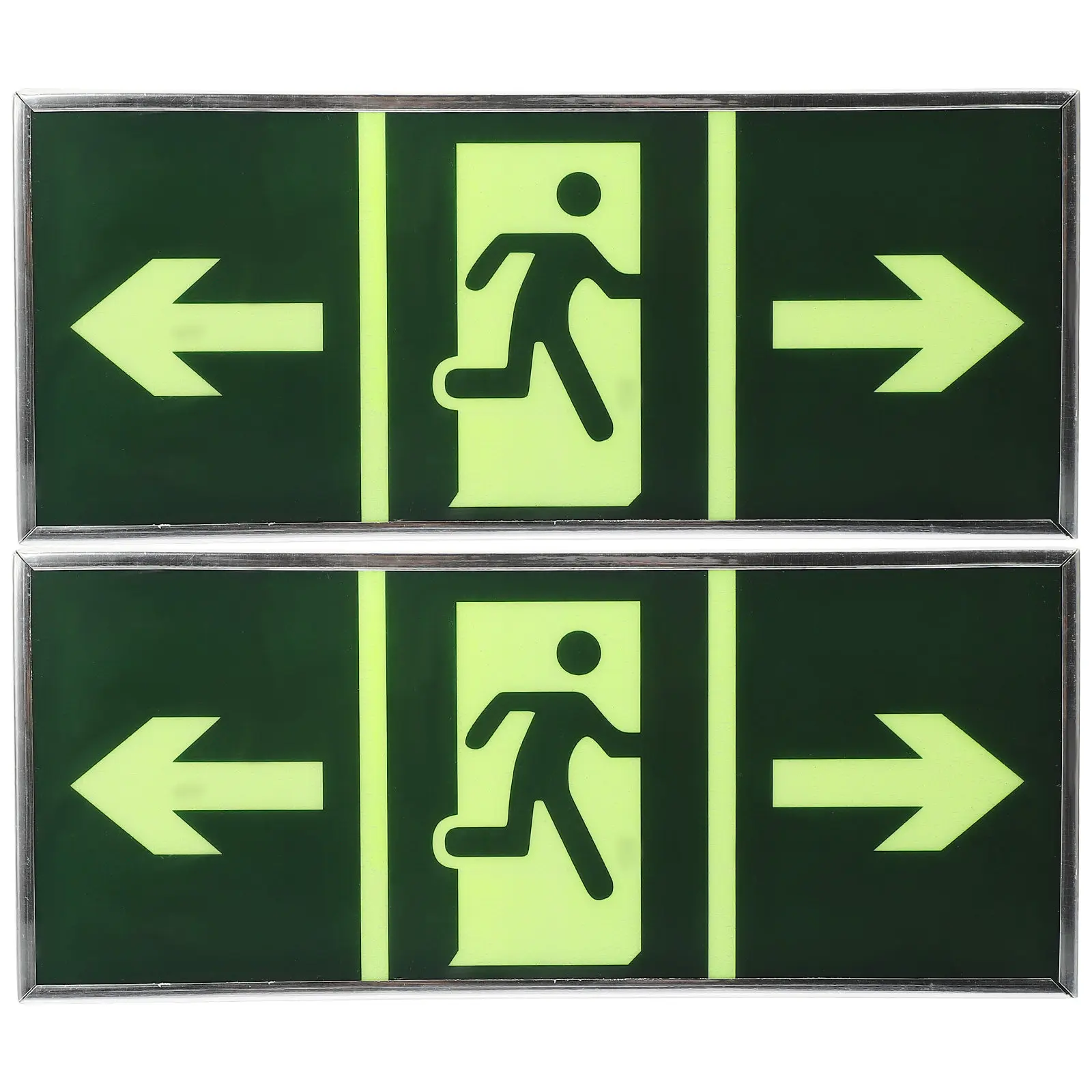2Pcs Luminous Exit Sign Acrylic Emergency Exit Indicator Wall Sticker Safety Evacuation Guide Glow Non Power Save