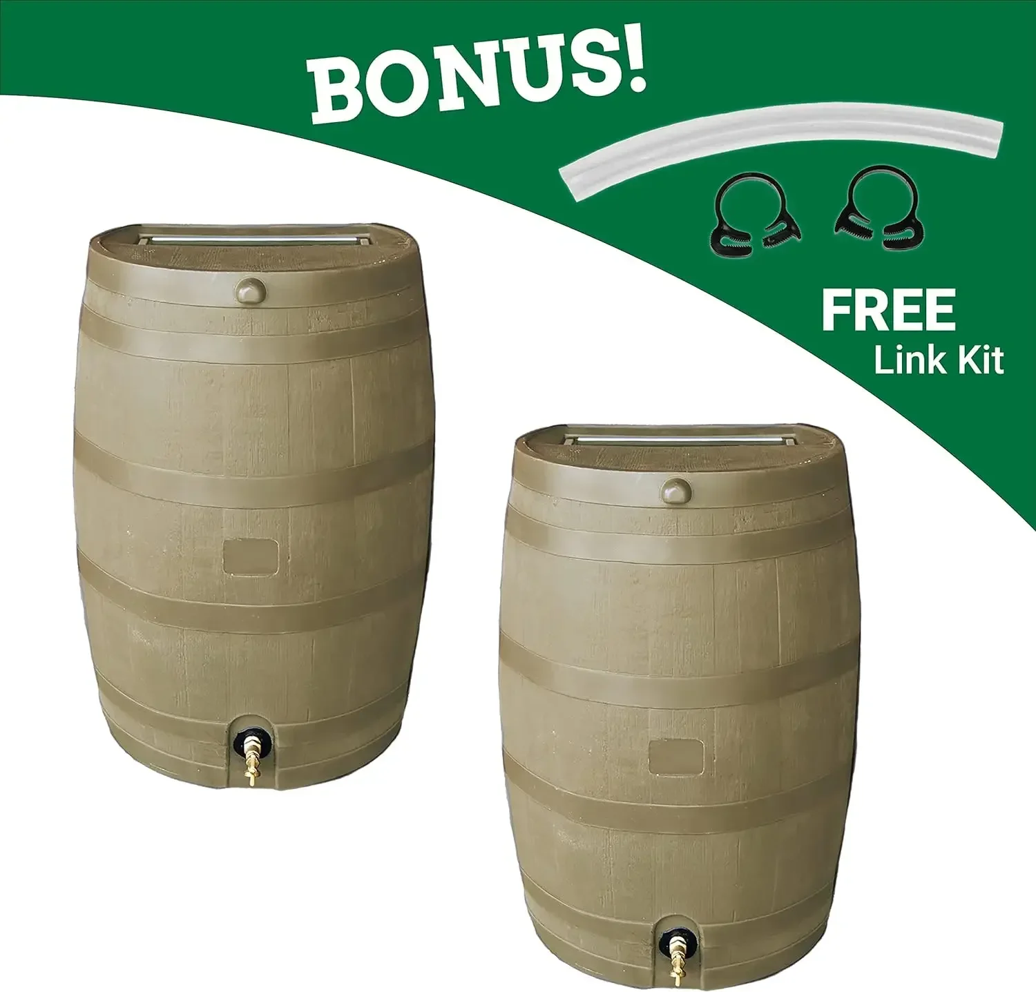 Imagem -02 - Rts Início Acentos Flat Back Rain Barrel com Kit Link Carvalho 50 Galões Pacotes