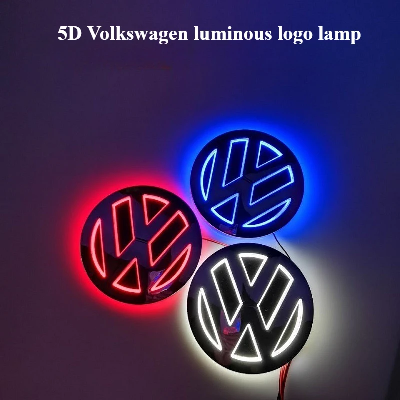 11cm 5D Logo Light LED Rear Badge Light Front Grille For VW Passat POLO MAGOTAN CC Bora Golf Jetta Logo Light VW Trunk Sticker