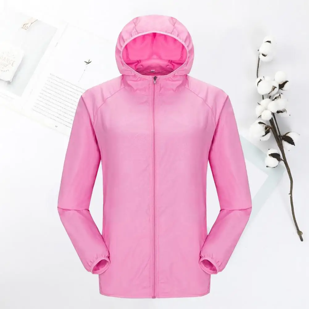 Chaqueta de manga larga con capucha para acampar, cortavientos, senderismo, pesca, protector solar, bolsillos, solapa con cremallera, protección solar fina, secado rápido, Unisex