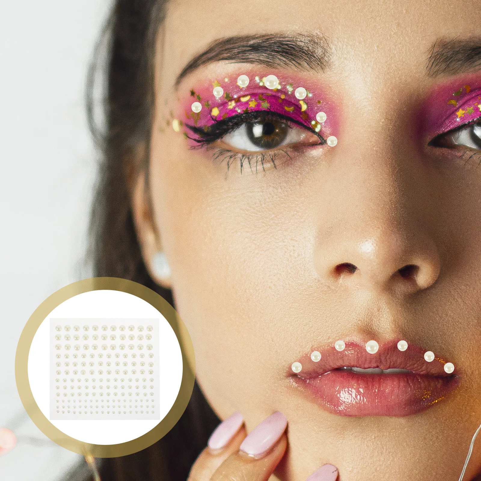 

4 Sheets Pearl Stickers Self Adhesive Decorative Craft Pearls Faux Embellishment Face Hair Nail Makeup Art Self Adhesive Pearls