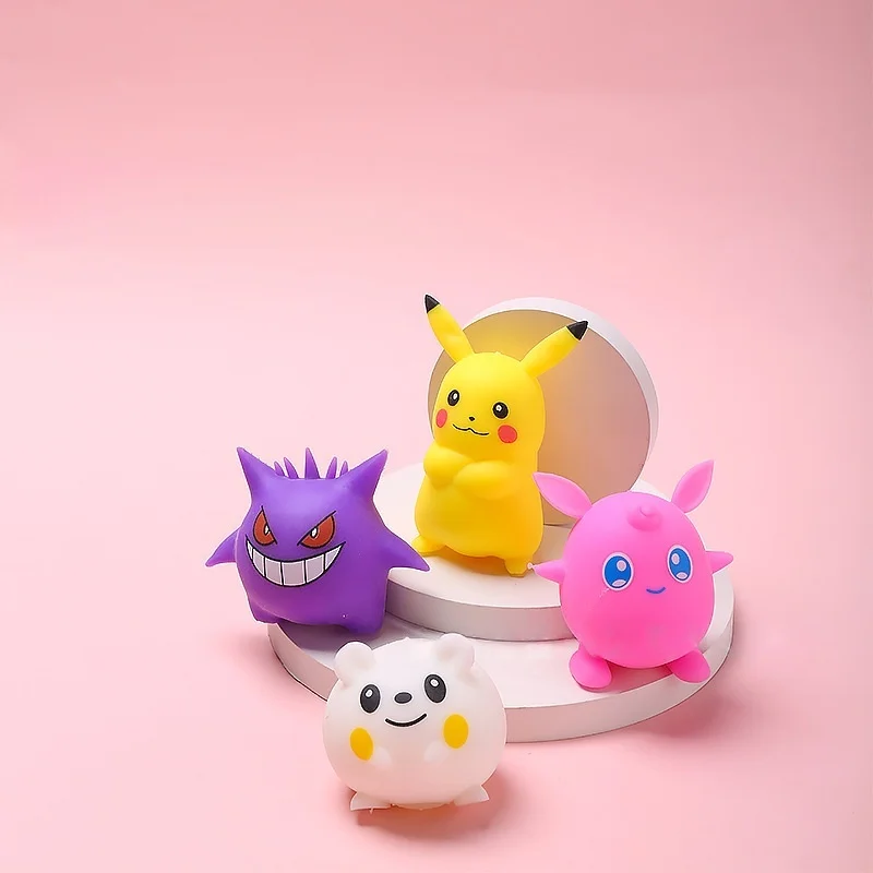 Cute Pikachu Gengar Bear Squishy, Kawaii Anime Figure Slow Rebound Fidget, Pokemon Model Ornament Gift for Fans