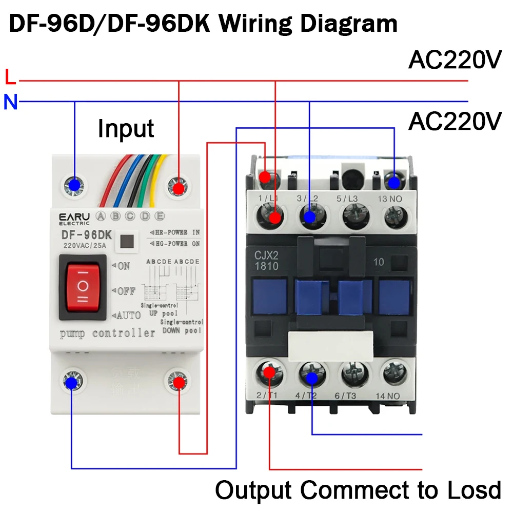 DF-96D DF-96DK Water Level Controller Switch 25A 220V Water Tank Liquid Level Detection Sensor Water Pump Controller 2M Wires
