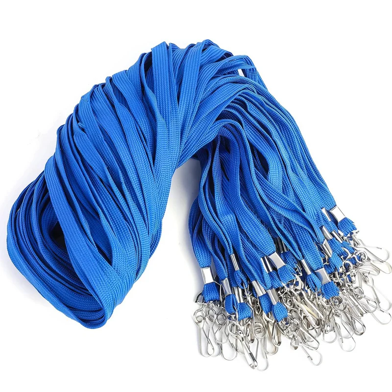 100 pcs/lot Nylon Safety Lanyards Neck Rope For Card Holder Badge Keychain ID Card Wholesale of Black Blue Red Green Landyard