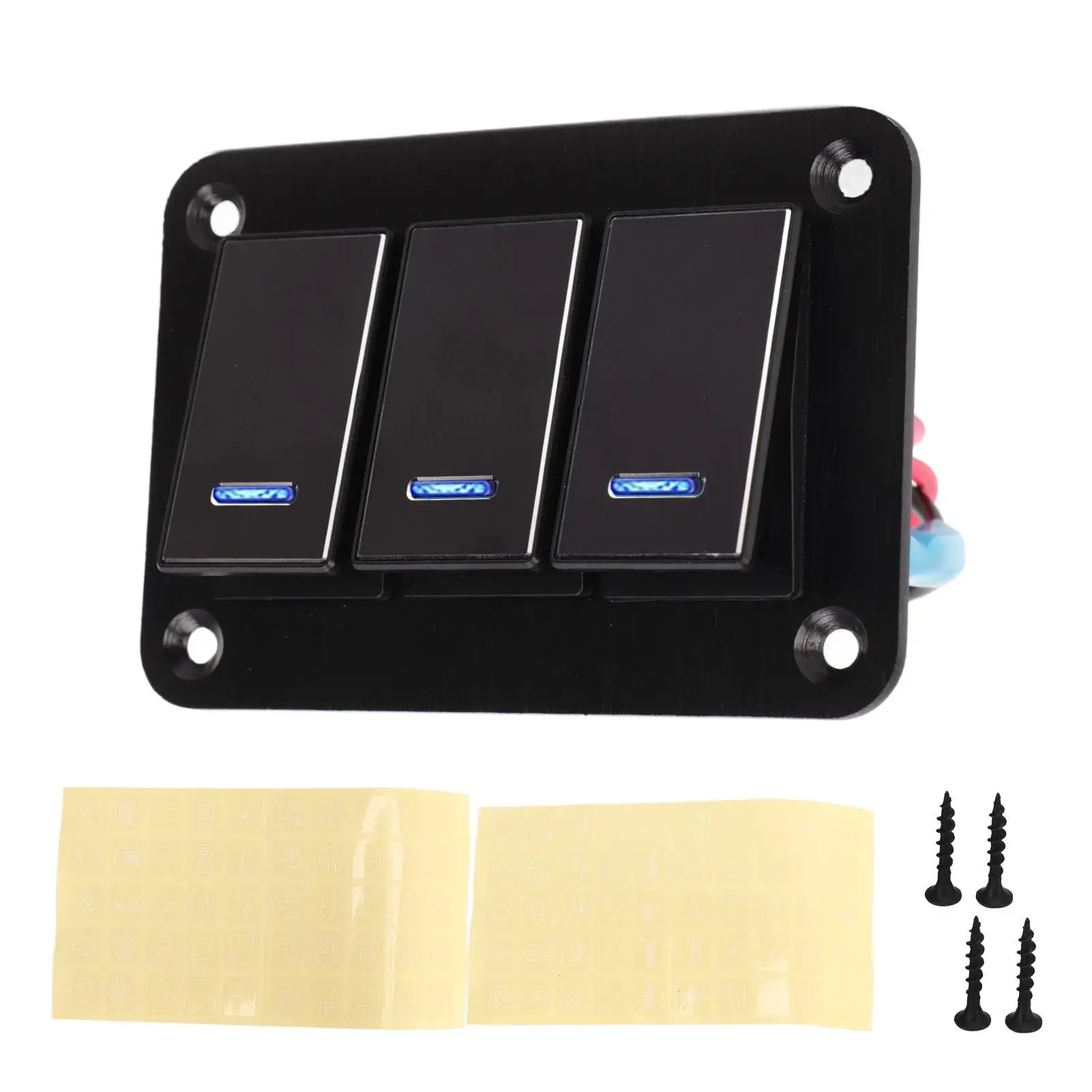 

Blue Backlit Aluminum Alloy 3 Pin Toggle Switch Panel DC12V-24V for rv for car for utv