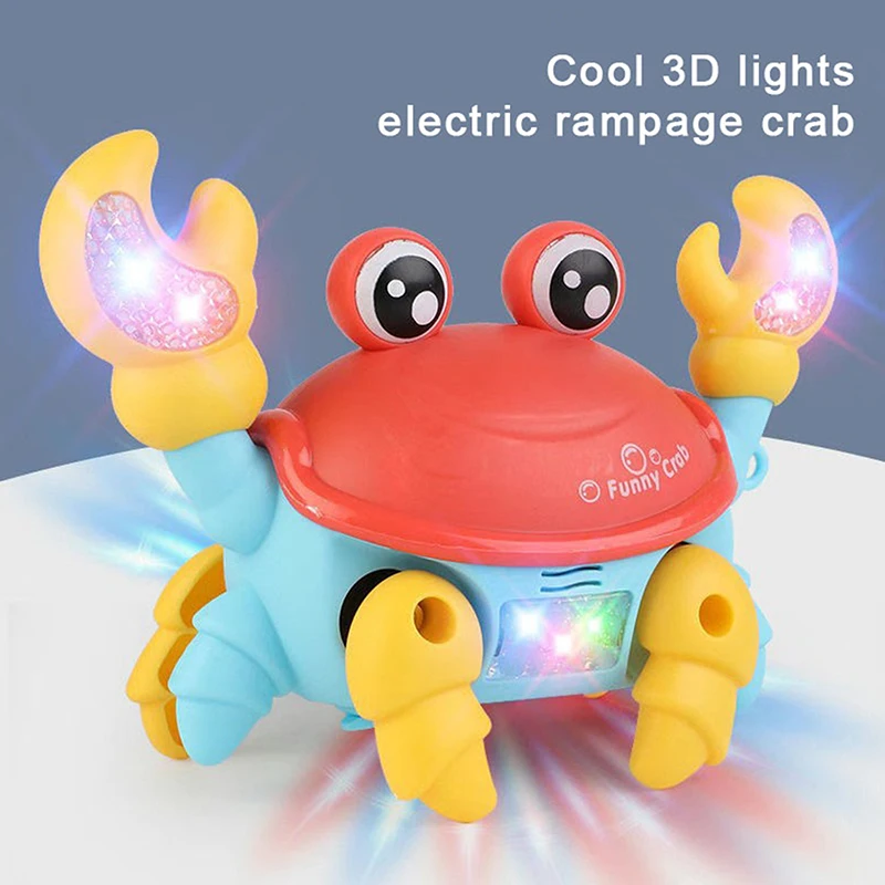 Crawling Escape Crab walking Automatic Induction Obstacle Avoidance Crab Electric Luminous Music Toys Rechargeable Musical Child