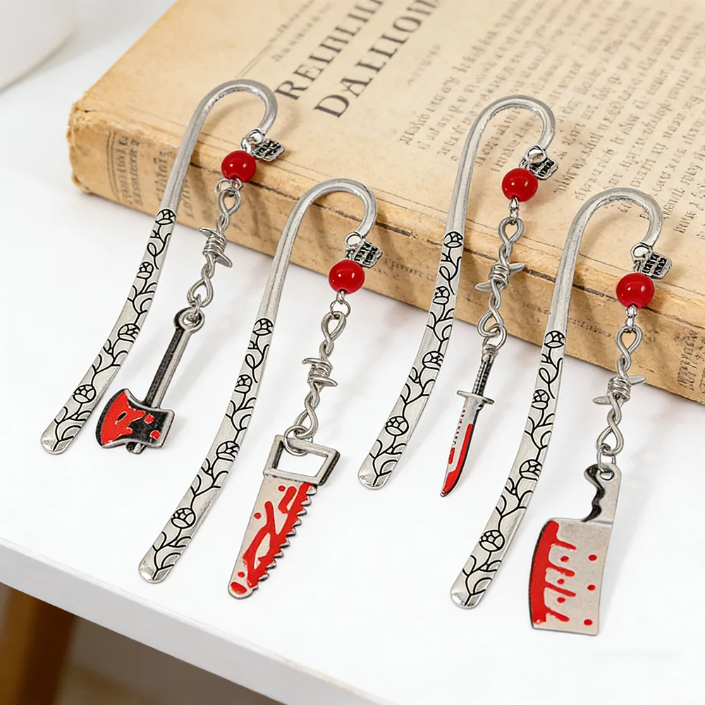 

Bloody Knife Bookmark for Horror Book Lovers Horror Hook Bookmark for Women Halloween Gift for Wife School Supplies