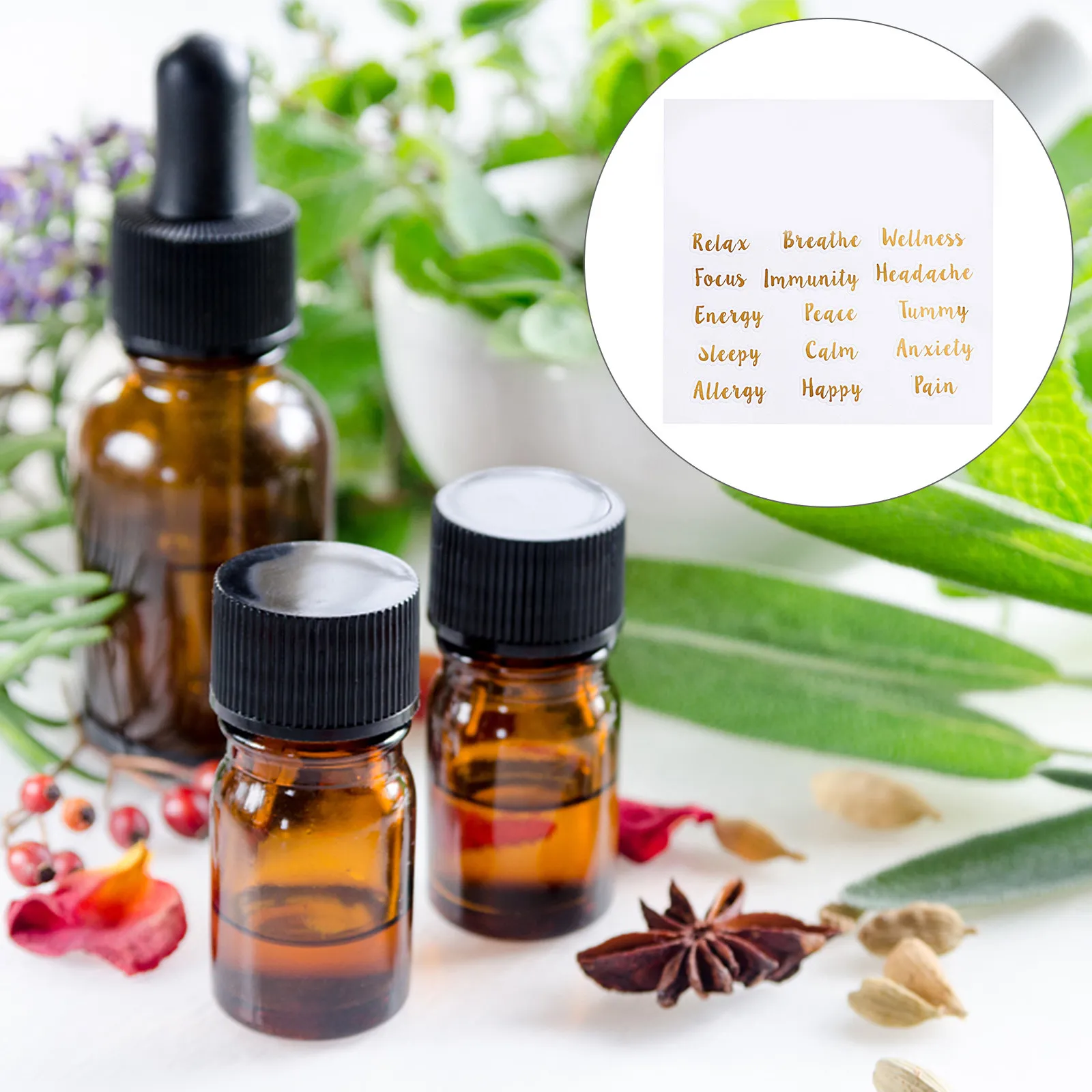 

5 Sheets Stickers Cute Letter Aromatherapy Bottle Tags Essential Oil Adhesive Label Labels