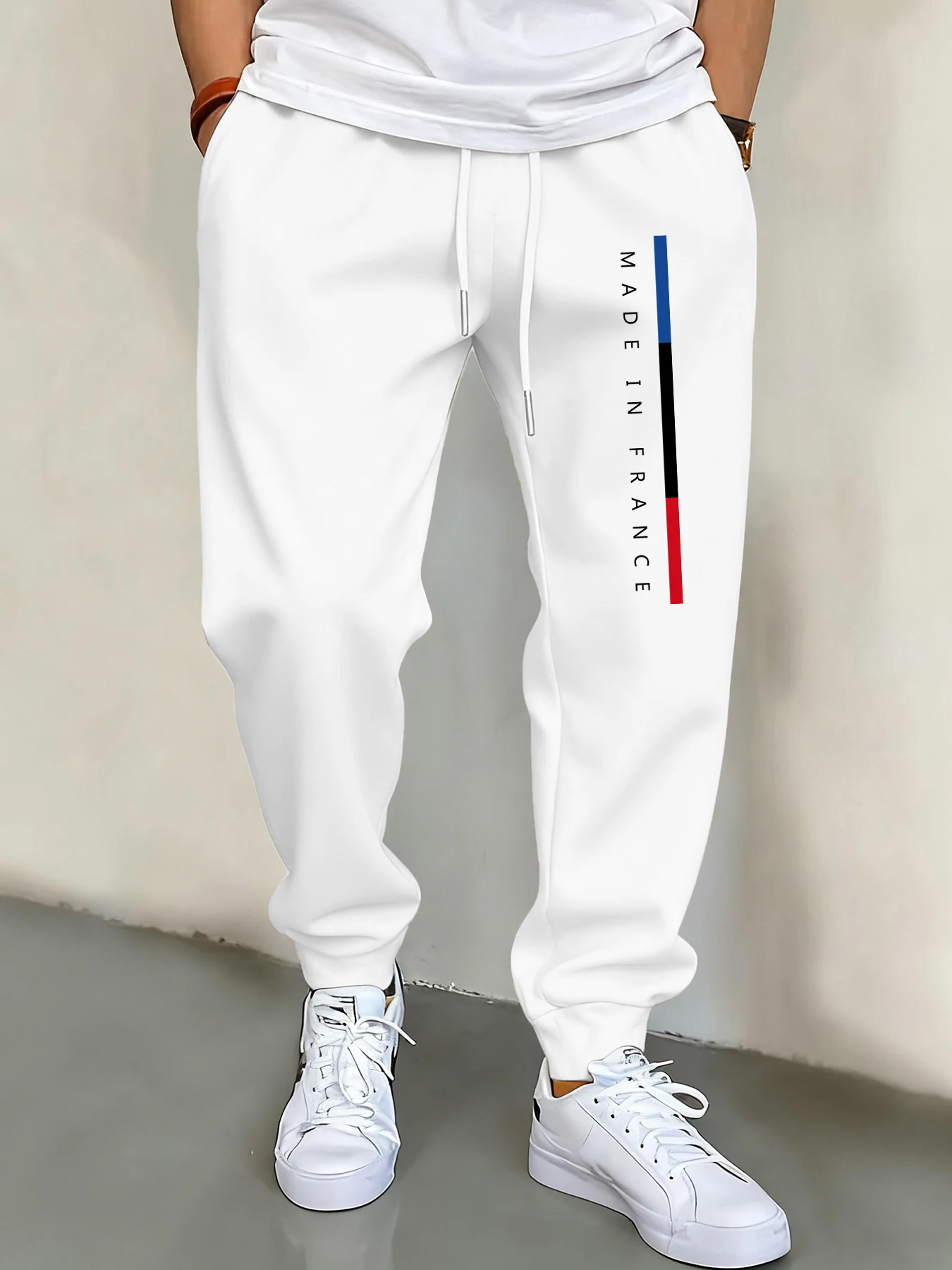 

Made In France Design Men Basics Pants Fashion Hip Hop Trousers Drawstring Pockets Sweatpants Unisex Fleece All-Match Pant