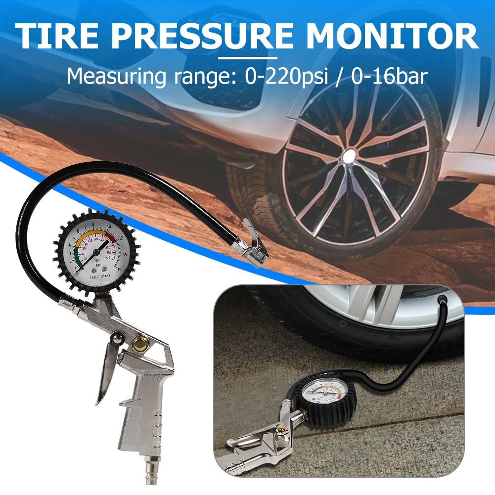 Car Tire Pressure Gauge Air Pressure Inflator Gauge Meter Tyre Pressure Monitoring System EU Plug 0-220 PSI Tester Tool