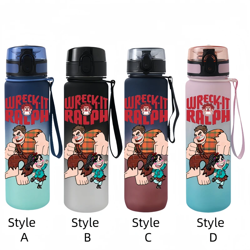 Wreck-It Ralph 650ml Cartoon Characters Portable Water Cup Large Capacity Outdoor Sports Plastic Leak-proof Water Bottle Gift