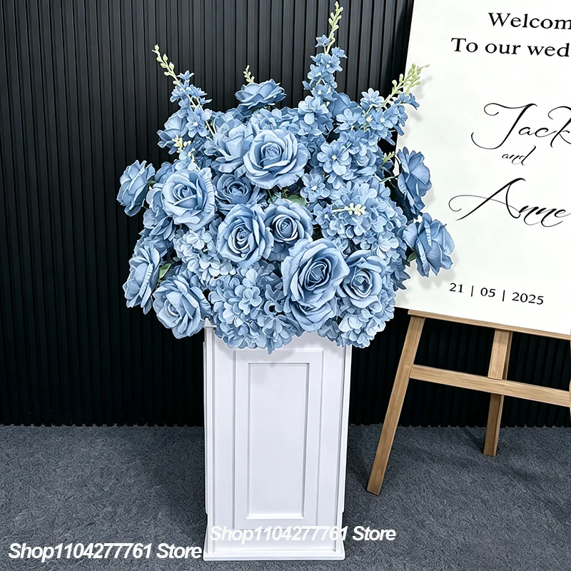 Burgunderrote Rosen Künstliche Blumen Tischdekoration Dunkelrotes Blumenarrangement Hochzeit Esstisch Deko Party Bankett Event Dekoration – Detail 7