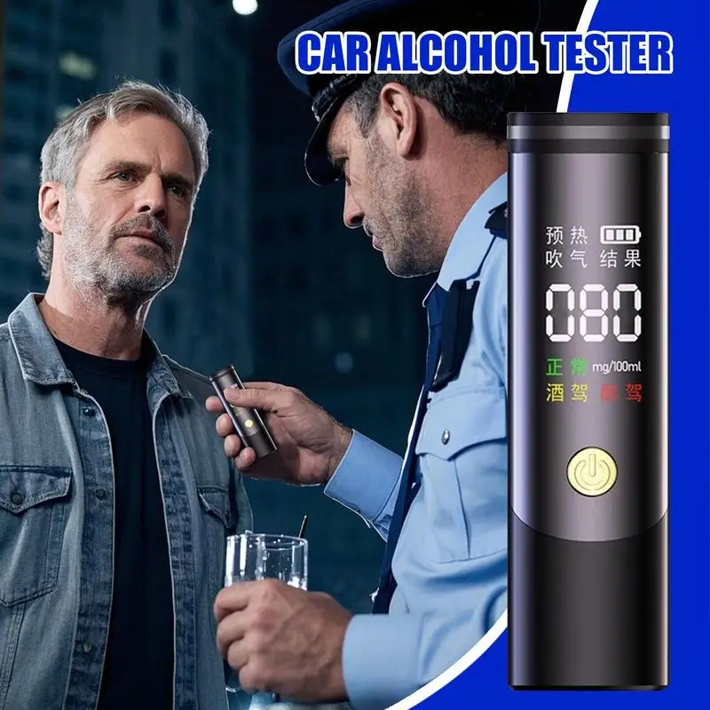 

Car Alcohol Breathalyzer Rechargeable Fast Portable Alcohol Tester Fast-High-Accuracy Breathalyzer Professional Digital Breath