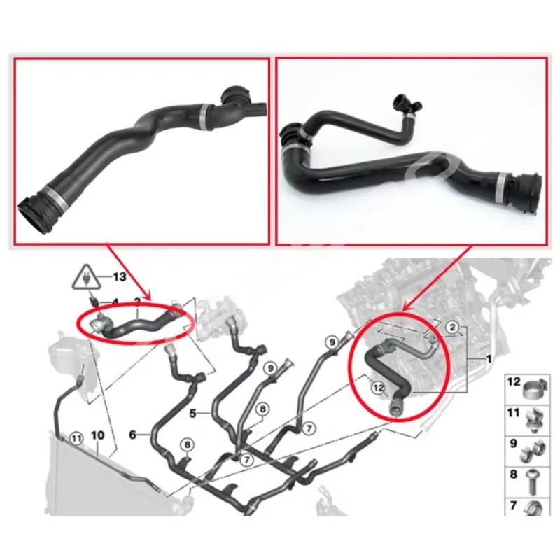 Radiator Upper Lower Water Thermostat Water Pipes for BMW E90 316i 318i 320i N46 China Genuine