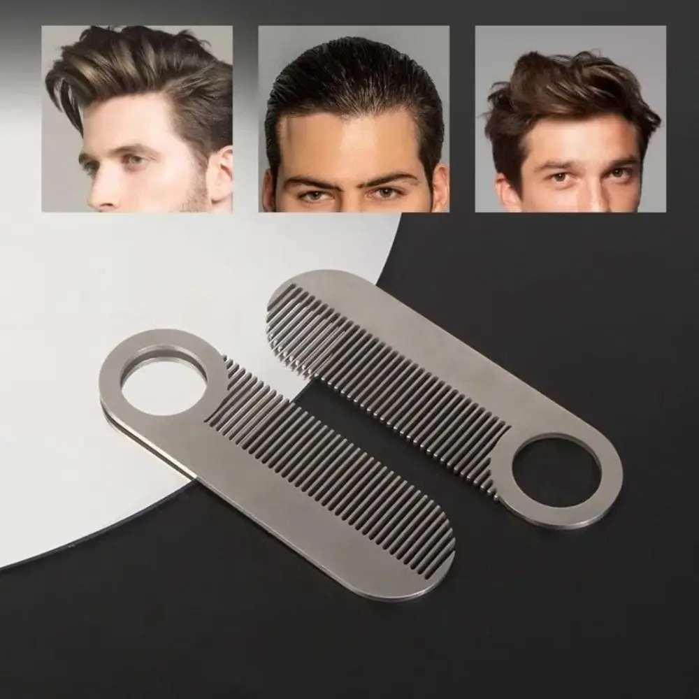 Stainless Steel Men's Beard Comb Portable Pocket Size Oil Head Comb Hair Comb Mini Silver Mustache Care Shaping Tools for Barber