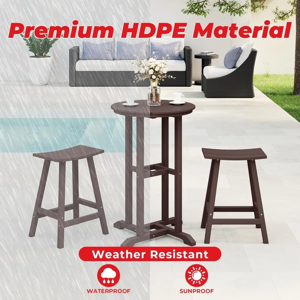 Outdoor Bar Table, 37" Counter Height Round Patio Cocktail Bar Table, Patio Bar Table 3-Pieces Set Bistro Dining Table Pub Table